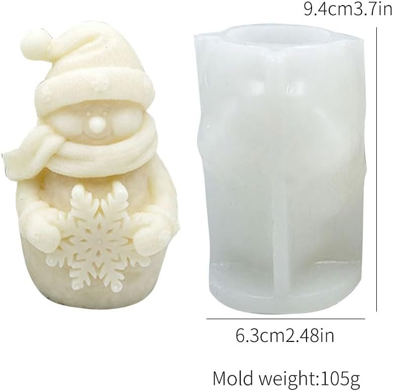 Silicone Snowman  Flower Christmas Tree Candle Mold - Aromatic Soybean Wax  Epoxy Resin Casting Gift Home