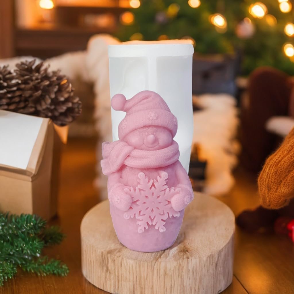 Silicone Snowman  Flower Christmas Tree Candle Mold - Aromatic Soybean Wax  Epoxy Resin Casting Gift Home