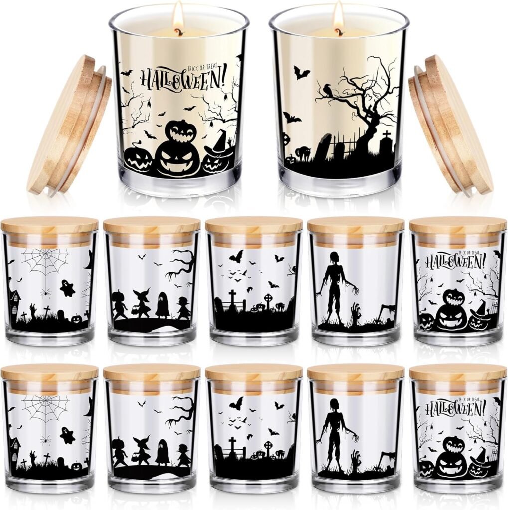 Ziliny 10 Pcs Gingerbread Man Christmas Glass Candle Jars Empty Containers Bulk 7 oz Glass Jars with Cork Lids Tins for Xmas Holiday Candle Making Storing Biscuits Tea Party Favors