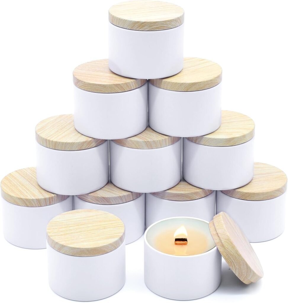 48-Pack Candle Jars, 24pcs 8oz + 24pcs 4oz Candle tins with Metal Wood-Grain Printing Lids, Empty Candle Jars for Making Candles Bulk Candle Containers-Black 48-Pack Candle Jars, 24pcs 8oz + 24pcs 4oz Candle tins with Metal Wood-Grain Printing Lids, Empty Candle Jars for Making Candles Bulk Candle Containers-Black