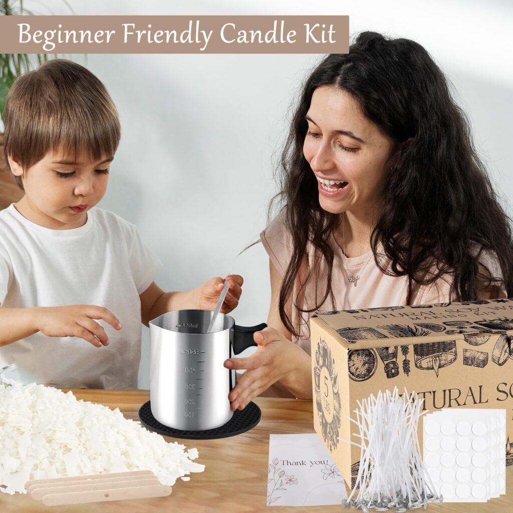 Candle Making Kits for Adults,Beginner,Kids, Soy Wax, Making Supplies Include 5 LB Soy Wax Flakes, 100 Candle Wick, Centering Devices, Melting Pot Candle Making Kits for Adults,Beginner,Kids, Soy Wax, Making Supplies Include 5 LB Soy Wax Flakes, 100 Candle Wick, Centering Devices, Melting Pot