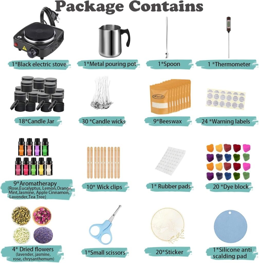 Complete Candle Making Kit With Wax Melter, Candle Making Supplies, Diy ArtsCrafts Kits Gift For Adults,Beginners,Including Soy Wax,Electric Stove,Wicks,Rich Scents,Rubber Pads,Wick Clips,Spoon, Etc. Complete Candle Making Kit With Wax Melter, Candle Making Supplies, Diy ArtsCrafts Kits Gift For Adults,Beginners,Including Soy Wax,Electric Stove,Wicks,Rich Scents,Rubber Pads,Wick Clips,Spoon, Etc.