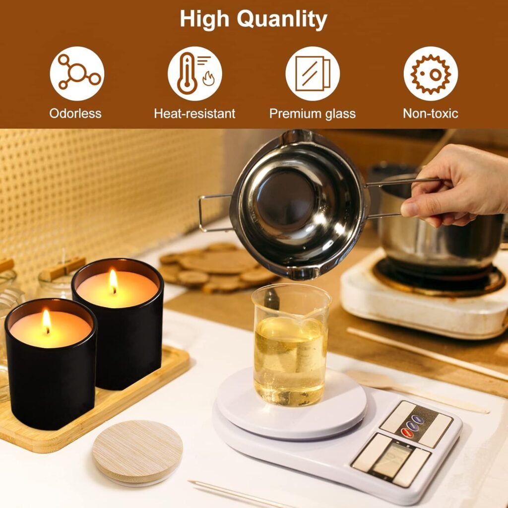 CONNOO 12Pack 10 OZ Clear Glass Candle Jars with Bamboo Lids for Making Candles, Large Size Empty Candle Tins with Wooden Lids, Bulk Clean Candle Containers - Dishwasher Safe CONNOO 12Pack 10 OZ Clear Glass Candle Jars with Bamboo Lids for Making Candles, Large Size Empty Candle Tins with Wooden Lids, Bulk Clean Candle Containers - Dishwasher Safe