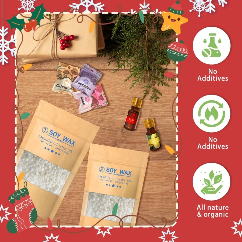 DIY Candle Making Kit with Wax Melter, Make Your Own Scented Candles at Home with Christmas Candle Tattoo, All-in-One Wax Melts Kit for Adults