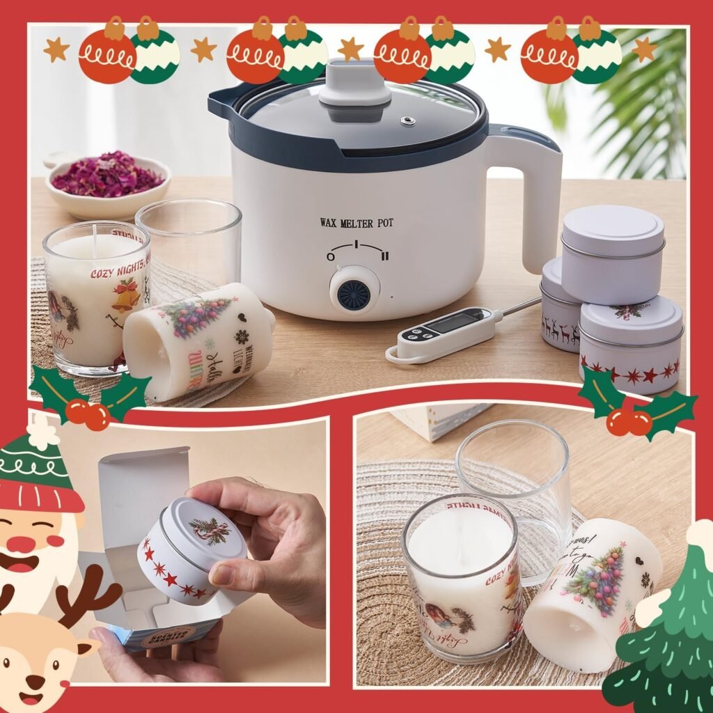 DIY Candle Making Kit with Wax Melter, Make Your Own Scented Candles at Home with Christmas Candle Tattoo, All-in-One Wax Melts Kit for Adults
