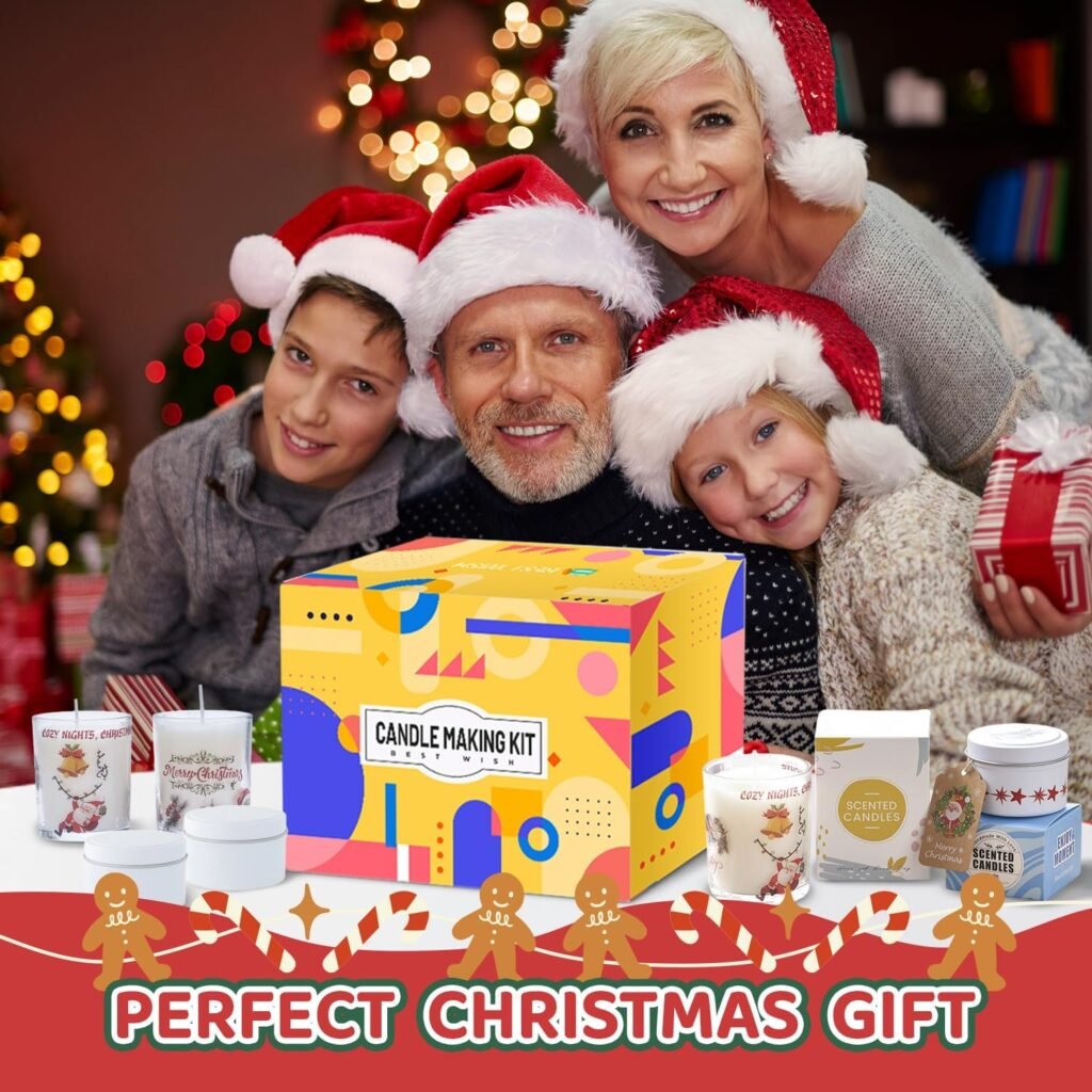 DIY Candle Making Kit with Wax Melter, Make Your Own Scented Candles at Home with Christmas Candle Tattoo, All-in-One Wax Melts Kit for Adults