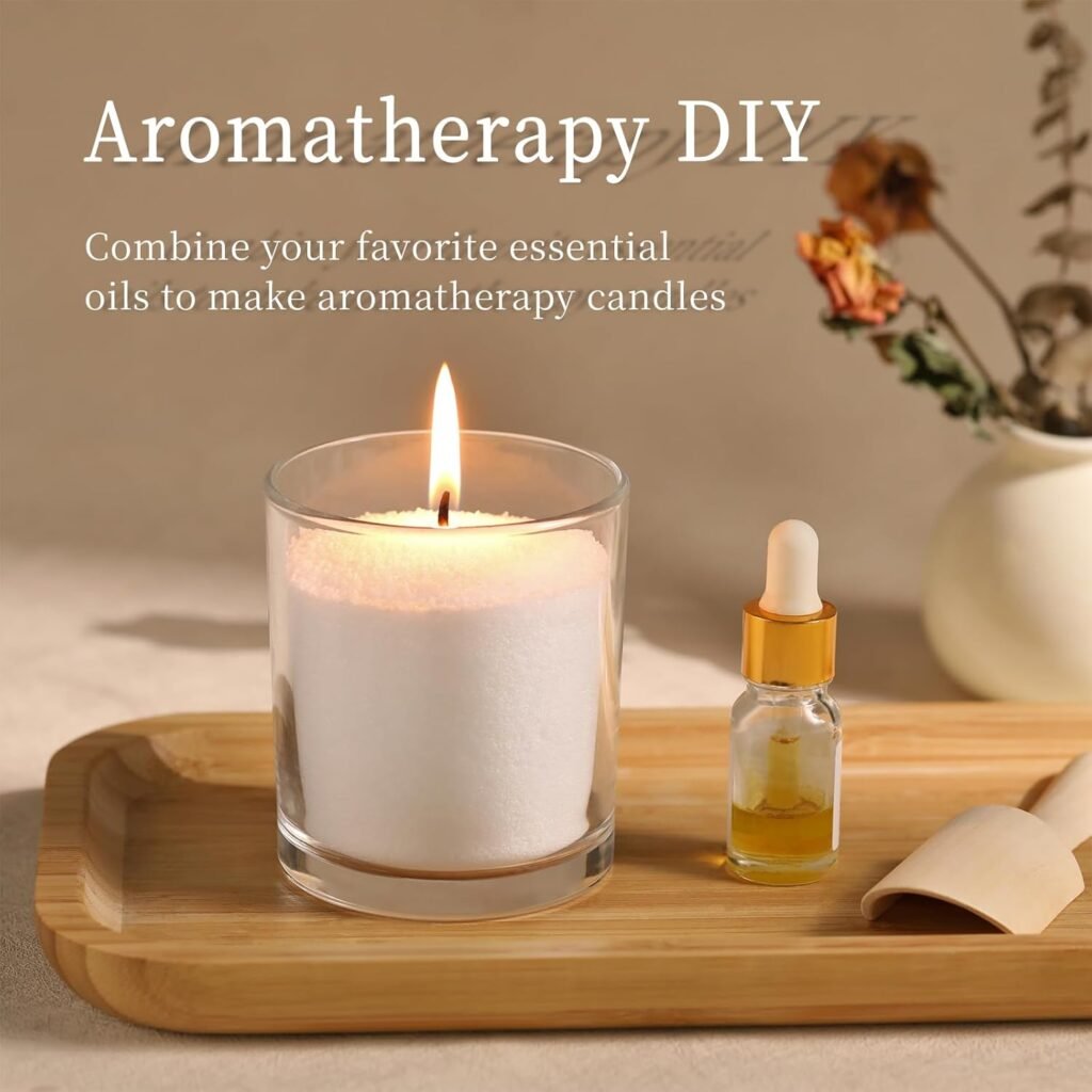 LAMORGIFT 8LB Candle Sand- White Candle Beads, Sand Wax, Pearled Candles with Wicks (50 Pcs)  Wooden Spoons, Unscented for Powder Candle Making, Candles Refill Kit