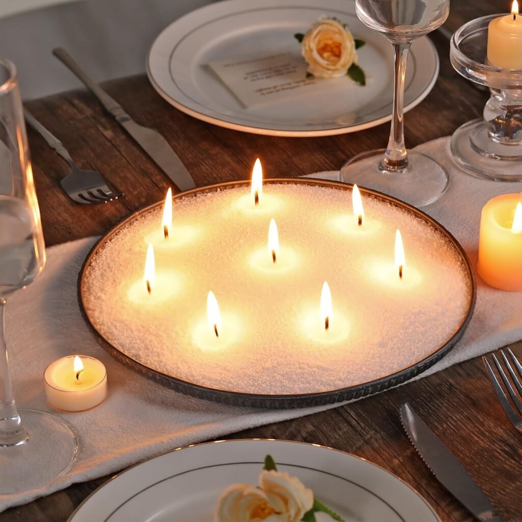 LAMORGIFT 8LB Candle Sand- White Candle Beads, Sand Wax, Pearled Candles with Wicks (50 Pcs)  Wooden Spoons, Unscented for Powder Candle Making, Candles Refill Kit