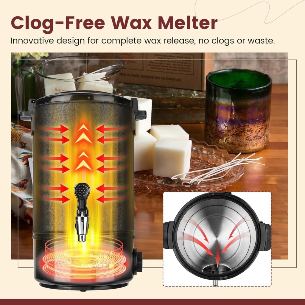 POWLAB Commercial 8L Wax Melter for Candle Making - Electric Candle Maker Machine with Easy Pour Spout, Temperature Control  Quick Melt Design - Ideal for Soap, Soy Wax, Home or Business Use