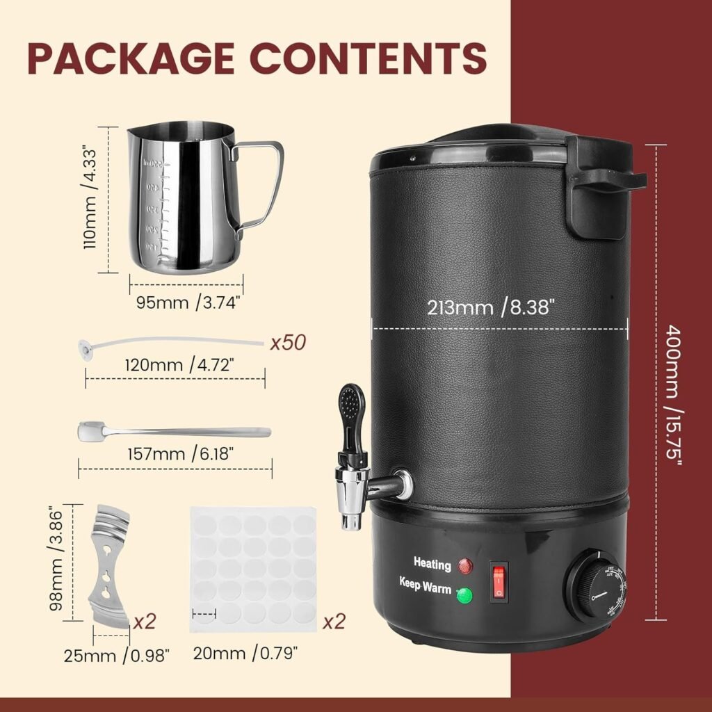 POWLAB Commercial 8L Wax Melter for Candle Making - Electric Candle Maker Machine with Easy Pour Spout, Temperature Control  Quick Melt Design - Ideal for Soap, Soy Wax, Home or Business Use