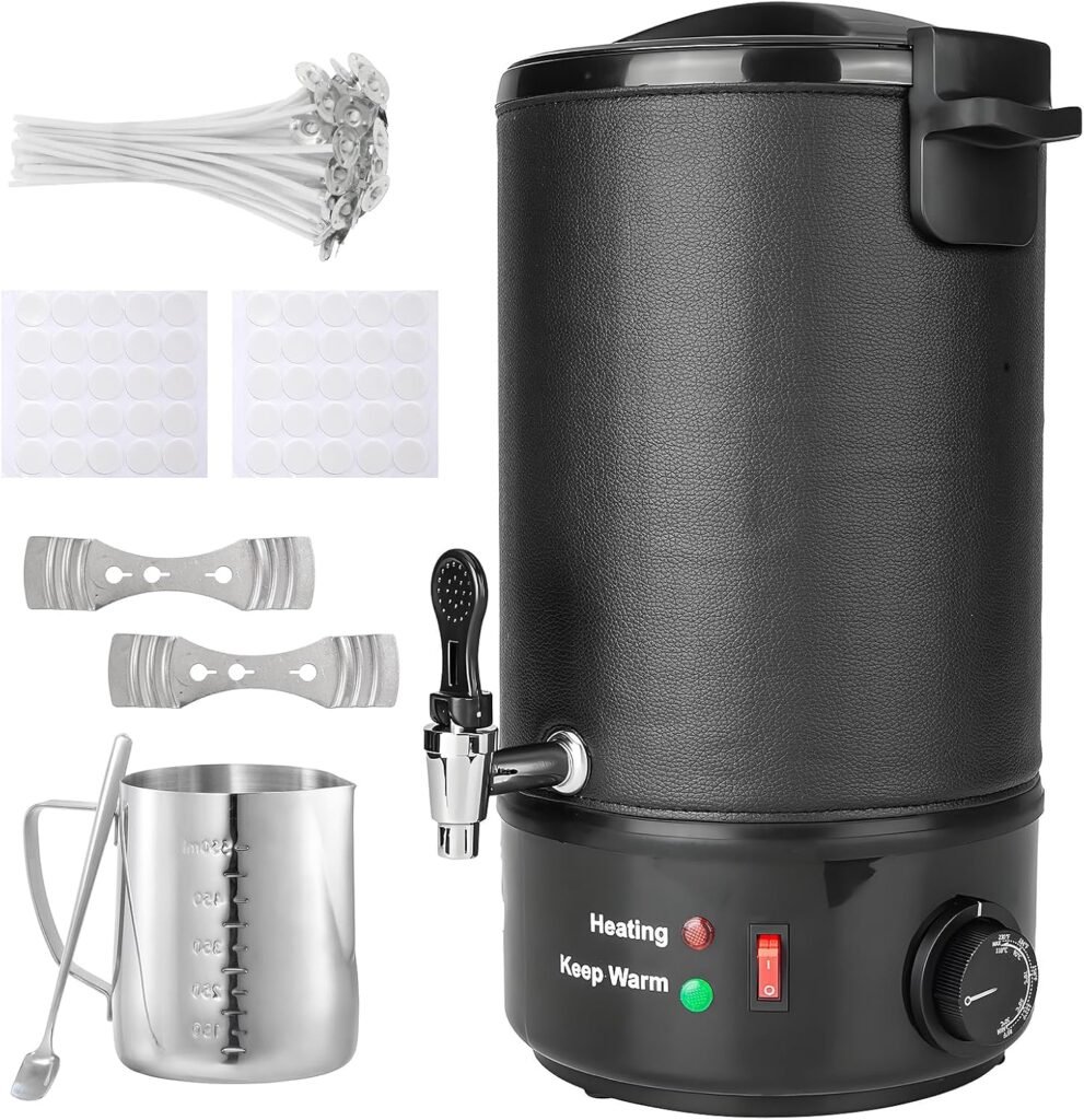 POWLAB Commercial 8L Wax Melter for Candle Making - Electric Candle Maker Machine with Easy Pour Spout, Temperature Control  Quick Melt Design - Ideal for Soap, Soy Wax, Home or Business Use