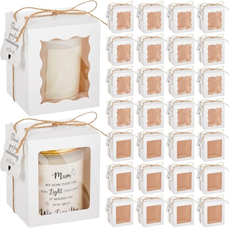 Relithick 50 set candle gift box transparent gift packaging box for 4 10 oz candles 50 paper thank you tag bundle hemp r