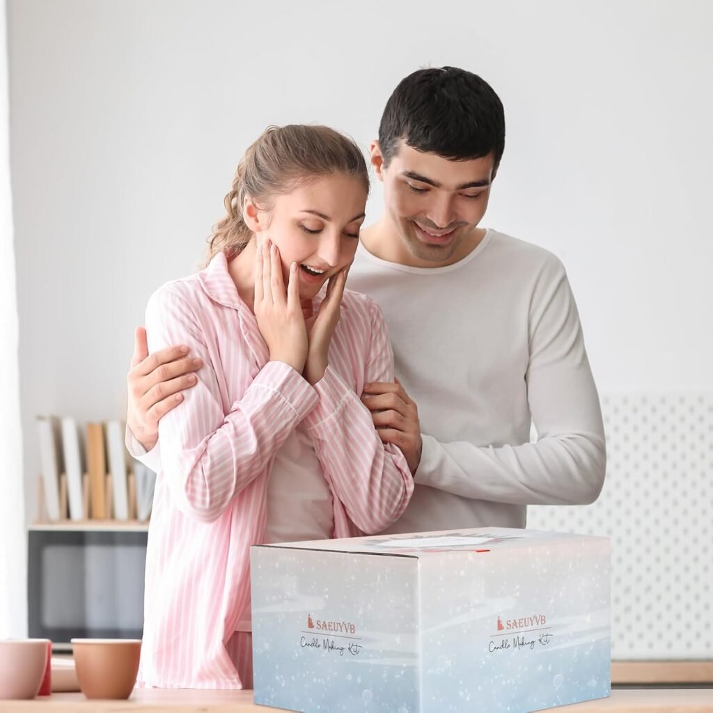 SAEUYVB Candle Making Kit, Candle Making Kit for Adults - DIY Starter Soy Candle Making Supplies-Including Soy Wax,Electric Stove,Melting Pot,Candle Wicks,Rich Scents,Stickers,Etc