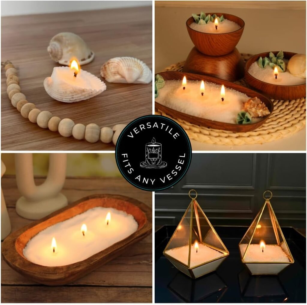 Snow Pearled Candle with Wicks | Sand Candle Wax kit | 10lbs of Candle Sand with 50 Wicks Included | Unscented Powder Candles for Candle Making, Weddings, and Parties