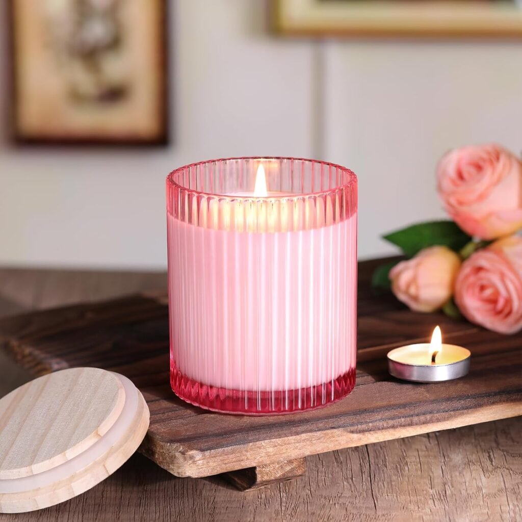 sunnyfuture 10 OZ Clear Candle Jars for Making Candles Set of 8, Ribbed Glass Candle Jars with Wood Lids and Labels, Candle Containers for DIY, Gifts, Home Decoration sunnyfuture 10 OZ Clear Candle Jars for Making Candles Set of 8, Ribbed Glass Candle Jars with Wood Lids and Labels, Candle Containers for DIY, Gifts, Home Decoration