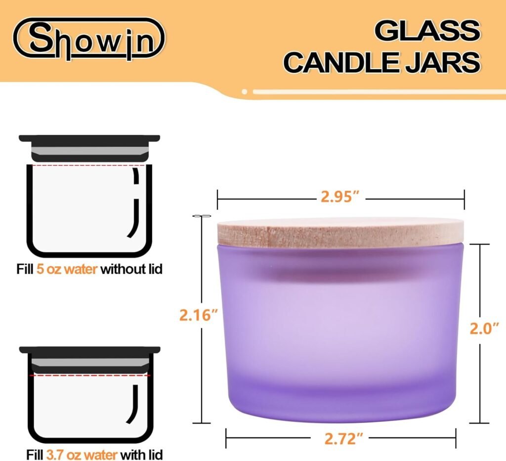 Thick Candle Jars for Making Candles 16 Pcs, 7 OZ Empty Jars with Wood Lids for Candle Making, Sample Container, Frosted White