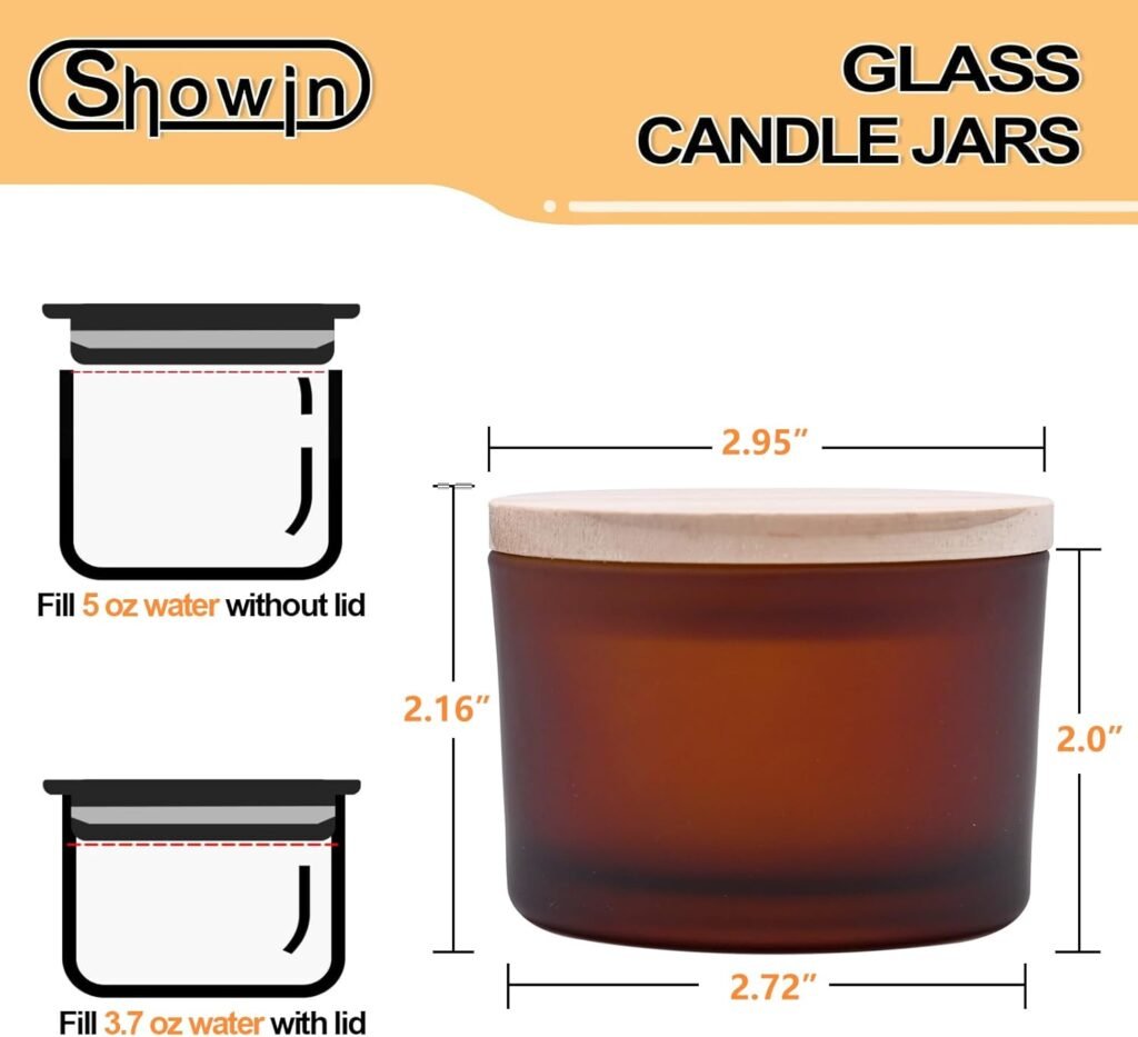 Thick Candle Jars for Making Candles 16 Pcs, 7 OZ Empty Jars with Wood Lids for Candle Making, Sample Container, Frosted White