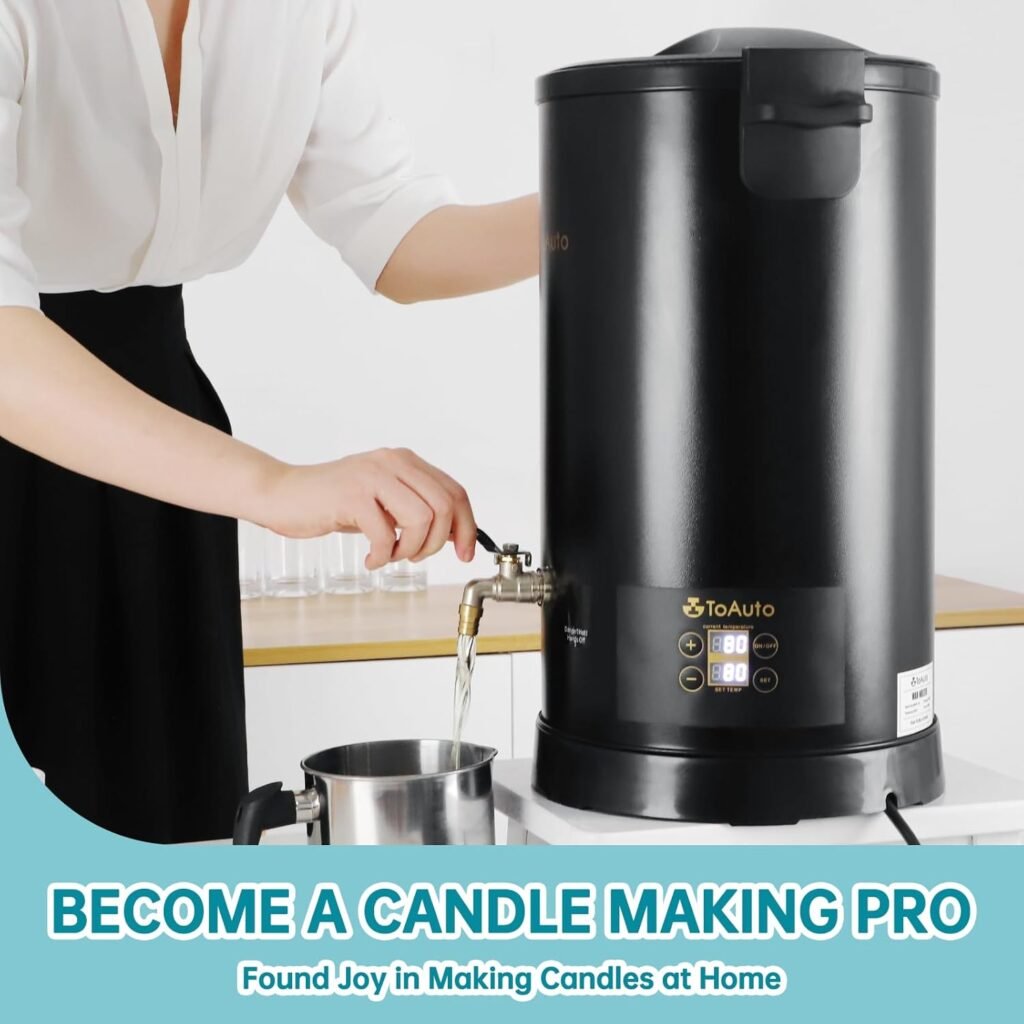 TOAUTO 20Lbs Digital Wax Melter for Candle Making Commercial Electric Wax Melting Pot with Accurate Temperature Control Panel Fast Pouring Spout Easy Clean 1100W 120V