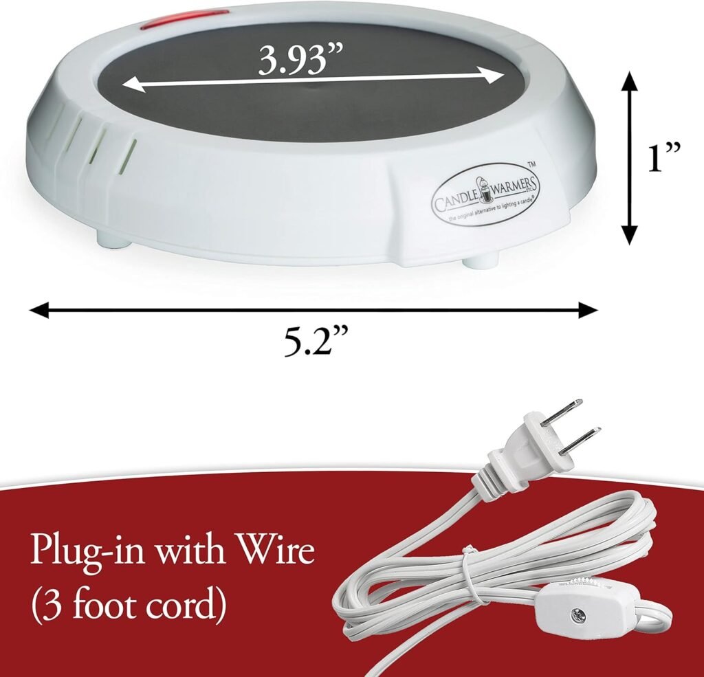 Candle Warmers Etc. Original Candle Warmer Plate (White, Plug-in) โ Electric Candle Wax Melter Plate for jar Candles Candle Warmers Etc. Original Candle Warmer Plate (White, Plug-in) โ Electric Candle Wax Melter Plate for jar Candles