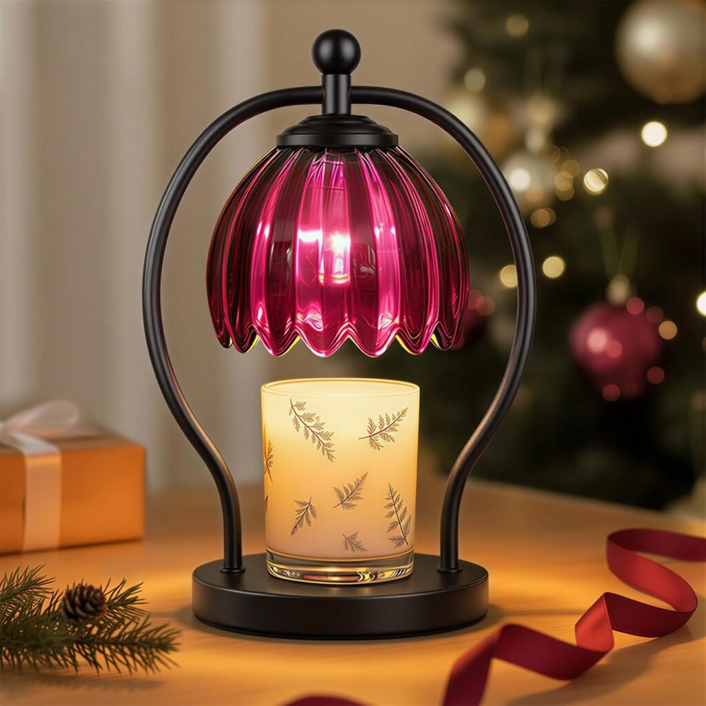 COTTHOS Candle Warmer Lamp, Dimmable Candle Warmer with Timer, Vintage Candles Wax Warmers for Jar Candles Christmas Birthday Gifts for Women Mom, Home Decor for Bedroom Living Room, Purple Black