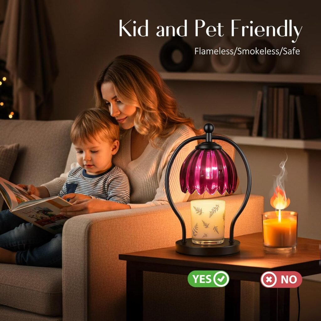 COTTHOS Candle Warmer Lamp, Dimmable Candle Warmer with Timer, Vintage Candles Wax Warmers for Jar Candles Christmas Birthday Gifts for Women Mom, Home Decor for Bedroom Living Room, Purple Black