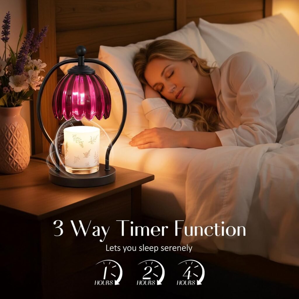 COTTHOS Candle Warmer Lamp, Dimmable Candle Warmer with Timer, Vintage Candles Wax Warmers for Jar Candles Christmas Birthday Gifts for Women Mom, Home Decor for Bedroom Living Room, Purple Black