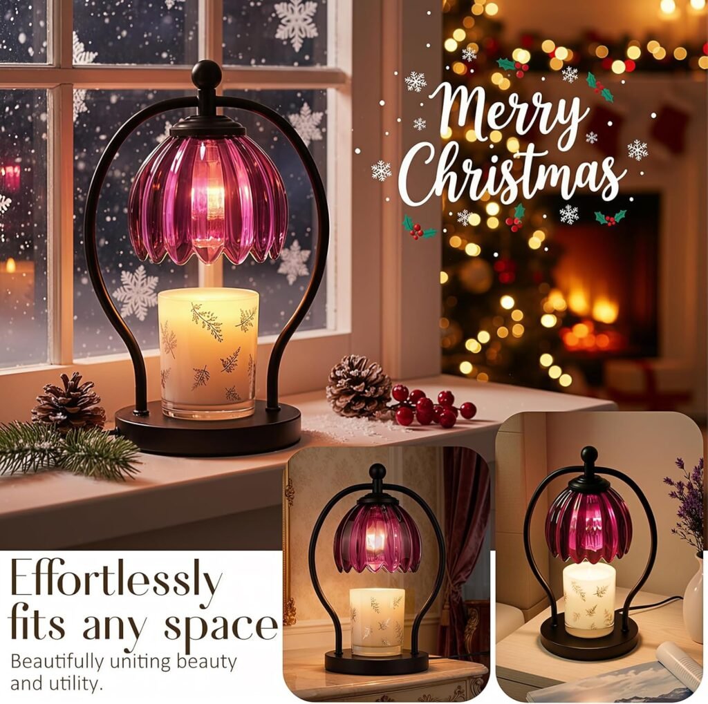 COTTHOS Candle Warmer Lamp, Dimmable Candle Warmer with Timer, Vintage Candles Wax Warmers for Jar Candles Christmas Birthday Gifts for Women Mom, Home Decor for Bedroom Living Room, Purple Black