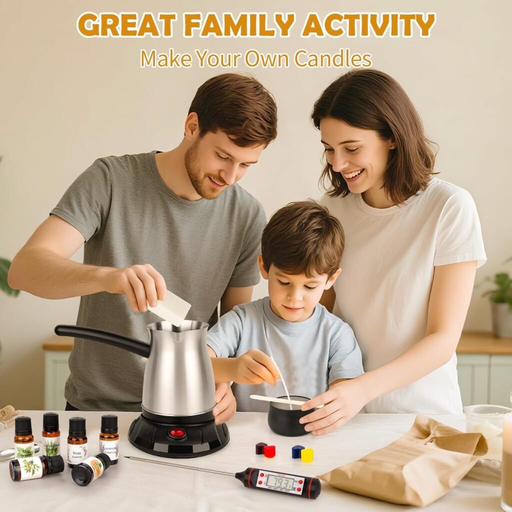 KIYTARBOO Candle Making Kit with Wax Melter, DIY Soy Candles Making Supplies for Adults and Beginners, Complete Jar Candle Kit for Starter, Perfect as Home Decoration Party Gift