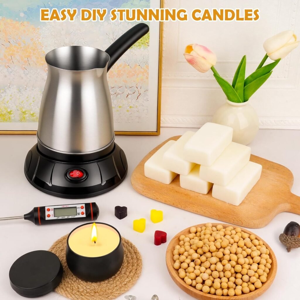 KIYTARBOO Candle Making Kit with Wax Melter, DIY Soy Candles Making Supplies for Adults and Beginners, Complete Jar Candle Kit for Starter, Perfect as Home Decoration Party Gift