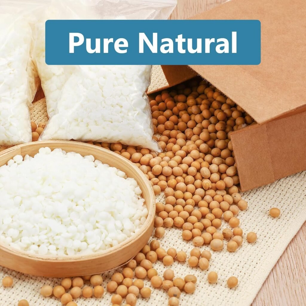 SAEUYVB Natural Soy Candle Wax for Candle Making, 10lb Bag, Premium Granular Soy Wax, 20 Cotton Candle Wicks, 20 Wick Stickers and 2 Centering Devices-Perfect as Christmas Home Decoration