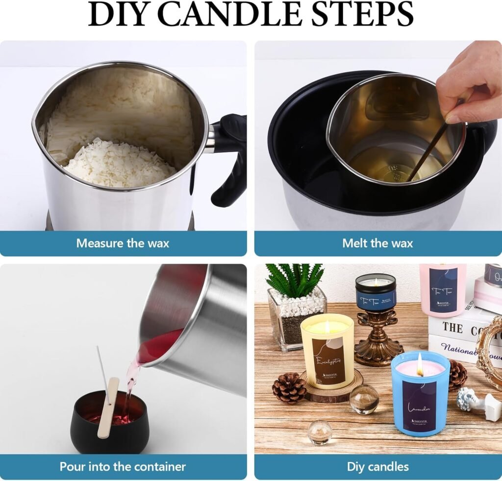 SAEUYVB Natural Soy Candle Wax for Candle Making, 10lb Bag, Premium Granular Soy Wax, 20 Cotton Candle Wicks, 20 Wick Stickers and 2 Centering Devices-Perfect as Christmas Home Decoration