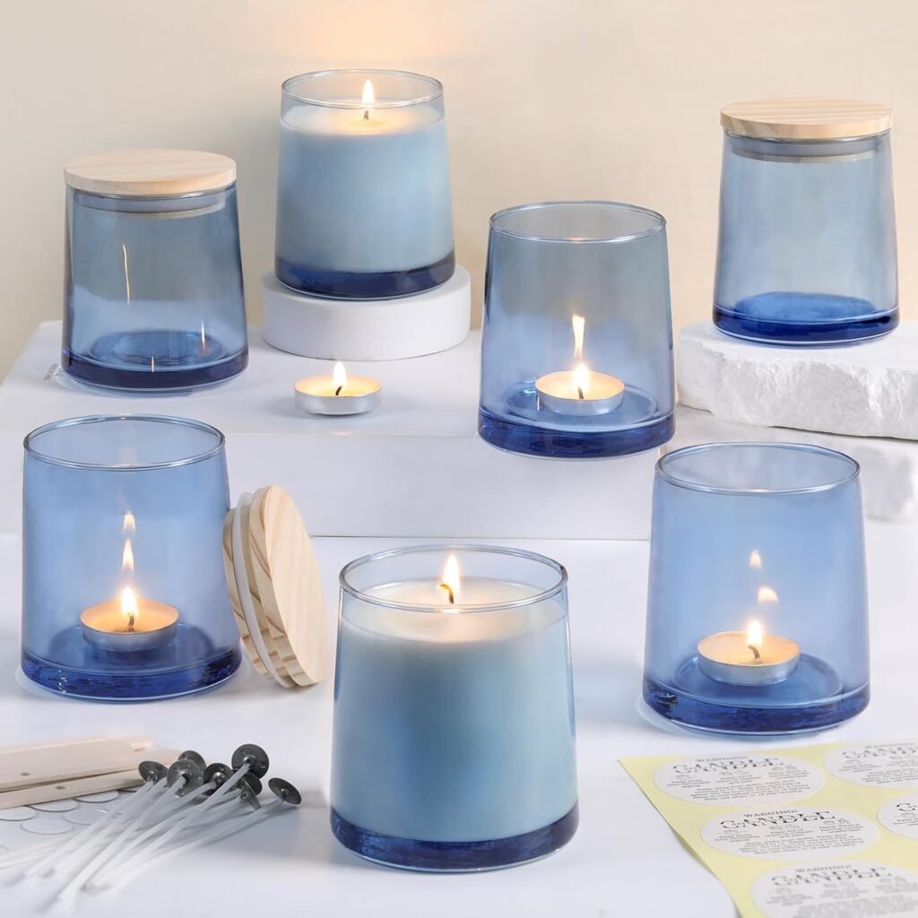 DARJEN Pack Matte White Candle Jars for Making Candles- OZ Empty Glass Candle Making Jars with Making Kits, Candle Making Supplies Candle Containers for Home DIY GIFS