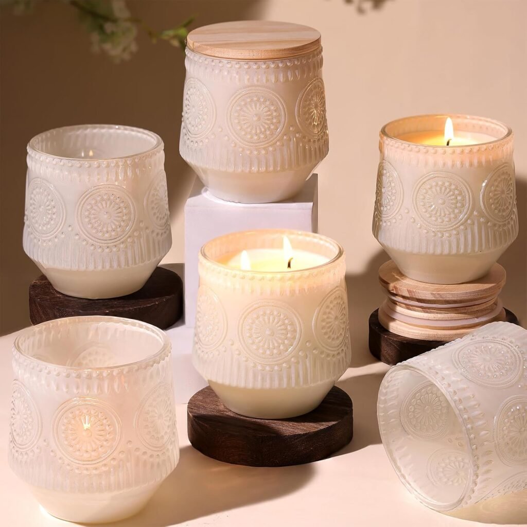 LAMORGIFT Pack Milky White Candle Jars for Making Candles- Large 13.5oz Glass Jars with Wooden Lids and Labels, Empty Candle Jars, Candle Containers Vessels for Candle Making Supplies LAMORGIFT Pack Milky White Candle Jars for Making Candles- Large 13.5oz Glass Jars with Wooden Lids and Labels, Empty Candle Jars, Candle Containers Vessels for Candle Making Supplies
