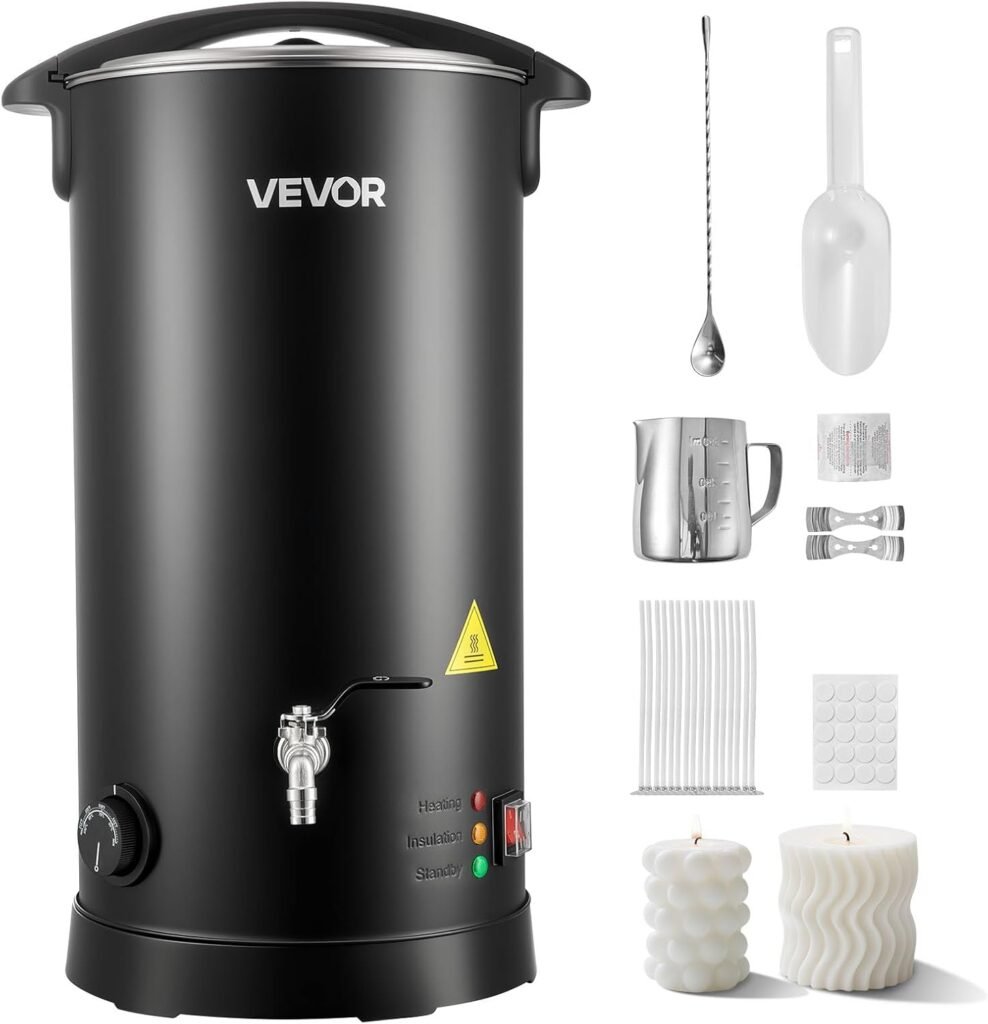 VEVOR 8Lbs Wax Melter for Candle Making, Large Electric Wax Melting Pot, 4-Level Temperature Control, Easy Pour Spout Easy Clean for Candle Soap Cream Beauty Bulk Production Business or Home ASIN