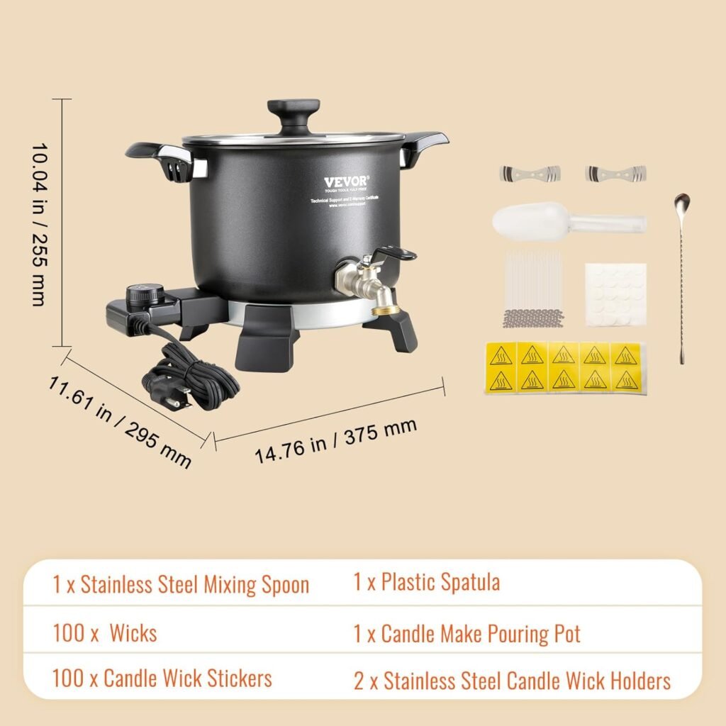 VEVOR 8Lbs Wax Melter for Candle Making, Large Electric Wax Melting Pot, 4-Level Temperature Control, Easy Pour Spout Easy Clean for Candle Soap Cream Beauty Bulk Production Business or Home ASIN VEVOR 8Lbs Wax Melter for Candle Making, Large Electric Wax Melting Pot, 4-Level Temperature Control, Easy Pour Spout Easy Clean for Candle Soap Cream Beauty Bulk Production Business or Home ASIN