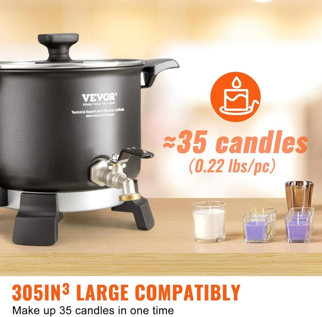 VEVOR 8Lbs Wax Melter for Candle Making, Large Electric Wax Melting Pot, 4-Level Temperature Control, Easy Pour Spout Easy Clean for Candle Soap Cream Beauty Bulk Production Business or Home ASIN