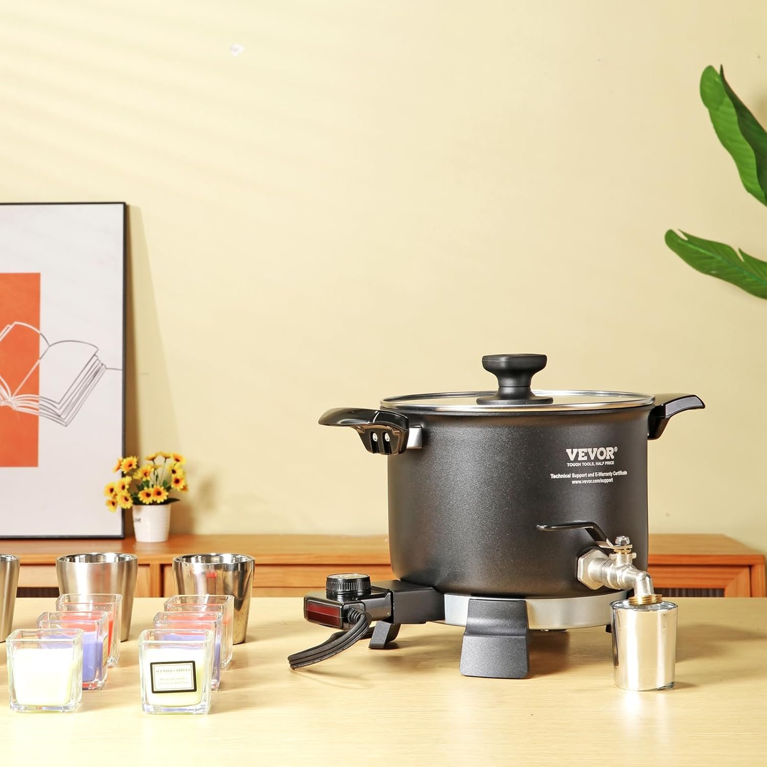 VEVOR 8Lbs Wax Melter for Candle Making, Large Electric Wax Melting Pot, 4-Level Temperature Control, Easy Pour Spout Easy Clean for Candle Soap Cream Beauty Bulk Production Business or Home ASIN