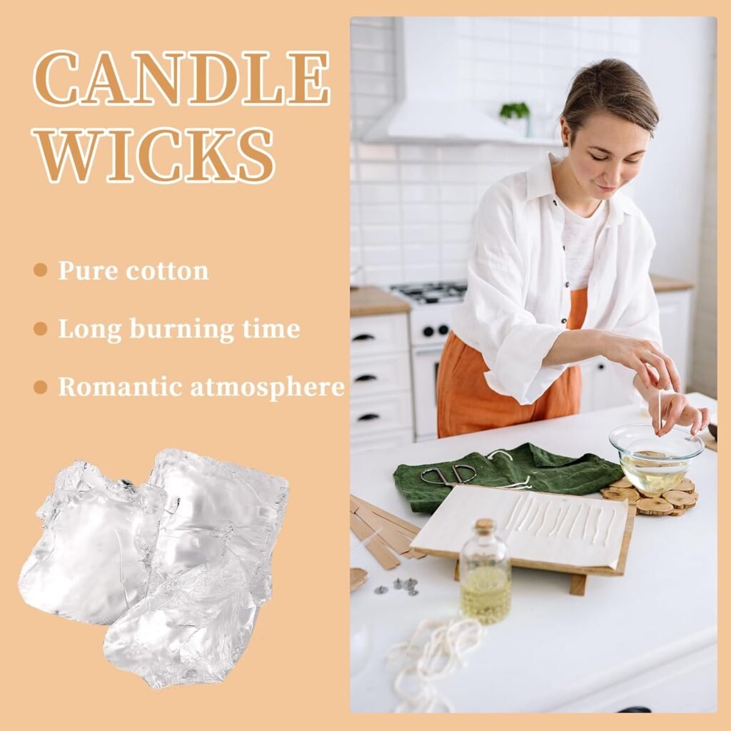 2.2 Lb Gel Wax for Candle Making Set, DIY Clear Gel Candle Wax, Handmade Jelly Candle Making Kit with 50pcs Wicks and 60pcs Wick Stickers