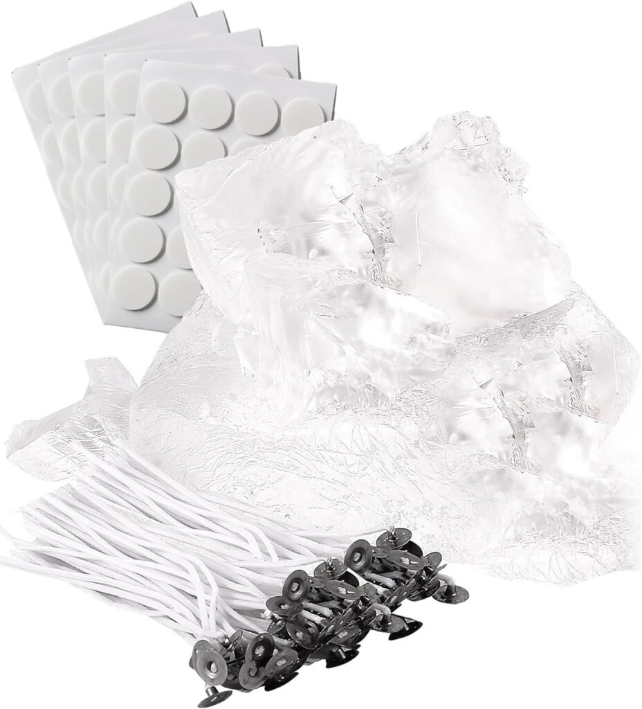 2.2 Lb Gel Wax for Candle Making Set, DIY Clear Gel Candle Wax, Handmade Jelly Candle Making Kit with 50pcs Wicks and 60pcs Wick Stickers