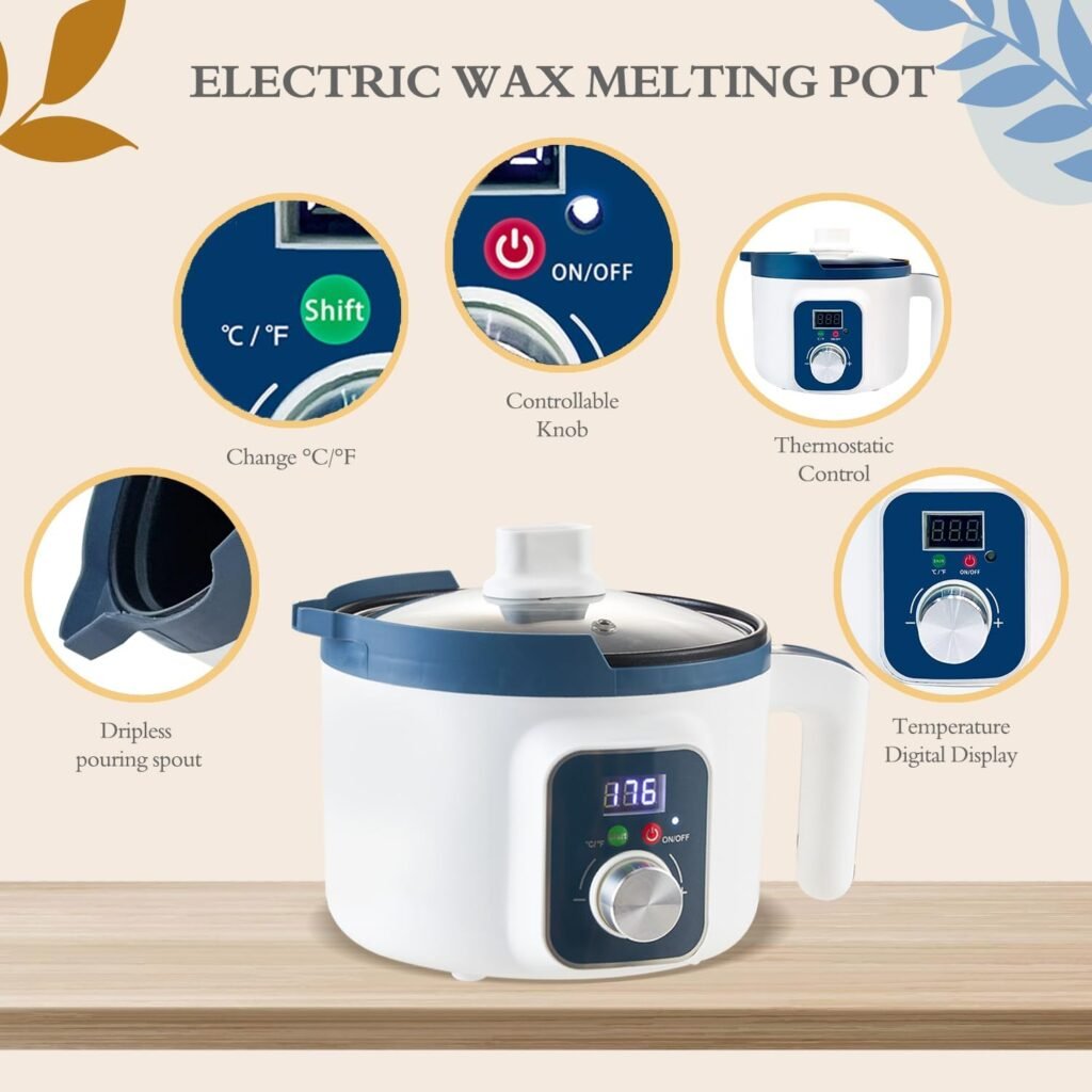 DIY Candle Making Kit for Adults with Smart Wax Melting Pot, Soy Wax, Jars, Tealight Candle Molds, Wax Making Kit for Candles with Digital Wax Melting Pot