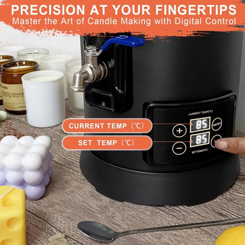 Leerie 12Lbs Digital Wax Melter for Candle Making - D6 Candle Wax Melting Pot with Accurate Temperature Control Heating Core Brass Spout for DIY Home Business Candle Maker Leerie 12Lbs Digital Wax Melter for Candle Making - D6 Candle Wax Melting Pot with Accurate Temperature Control Heating Core Brass Spout for DIY Home Business Candle Maker