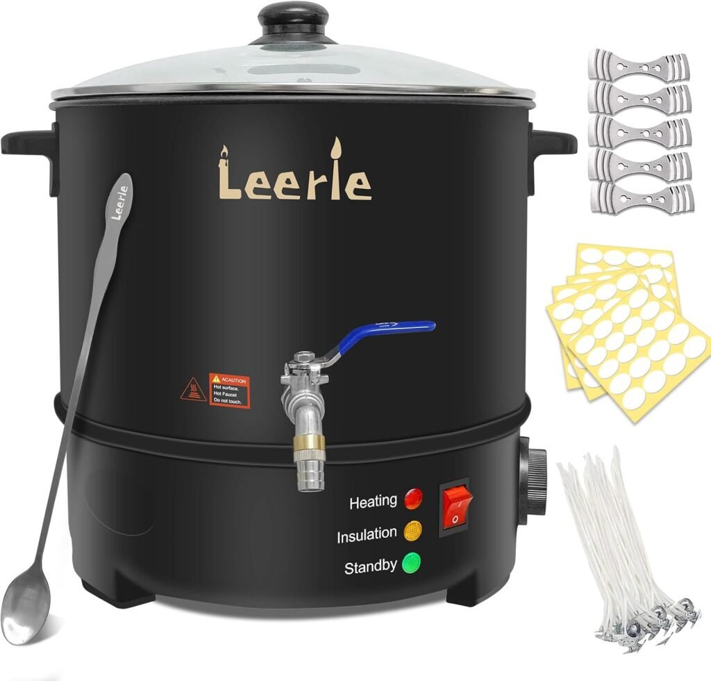Leerie 20Lbs Commercial Wax Melter for Candle Making, L10 Extra Large Electric Wax Melting Pot Kit for Candle Making Business with Heating Core Brass Spout Temp Control Heat Resistant Handle Leerie 20Lbs Commercial Wax Melter for Candle Making, L10 Extra Large Electric Wax Melting Pot Kit for Candle Making Business with Heating Core Brass Spout Temp Control Heat Resistant Handle