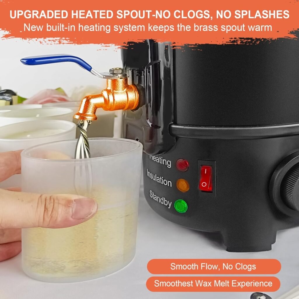 Leerie M4 8Lbs Wax Melter for Candle Making – Heating Core Brass Spout Temp Control, No Clog, Easy to Clean – Electric Wax Melting Pot for DIY Candle Makers Beginners Leerie M4 8Lbs Wax Melter for Candle Making – Heating Core Brass Spout Temp Control, No Clog, Easy to Clean – Electric Wax Melting Pot for DIY Candle Makers Beginners