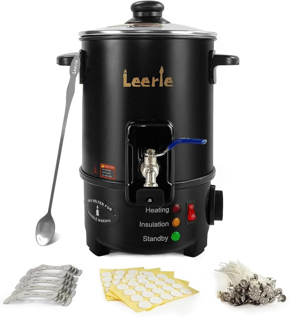 Leerie M4 8Lbs Wax Melter for Candle Making – Heating Core Brass Spout Temp Control, No Clog, Easy to Clean – Electric Wax Melting Pot for DIY Candle Makers Beginners Leerie M4 8Lbs Wax Melter for Candle Making – Heating Core Brass Spout Temp Control, No Clog, Easy to Clean – Electric Wax Melting Pot for DIY Candle Makers Beginners