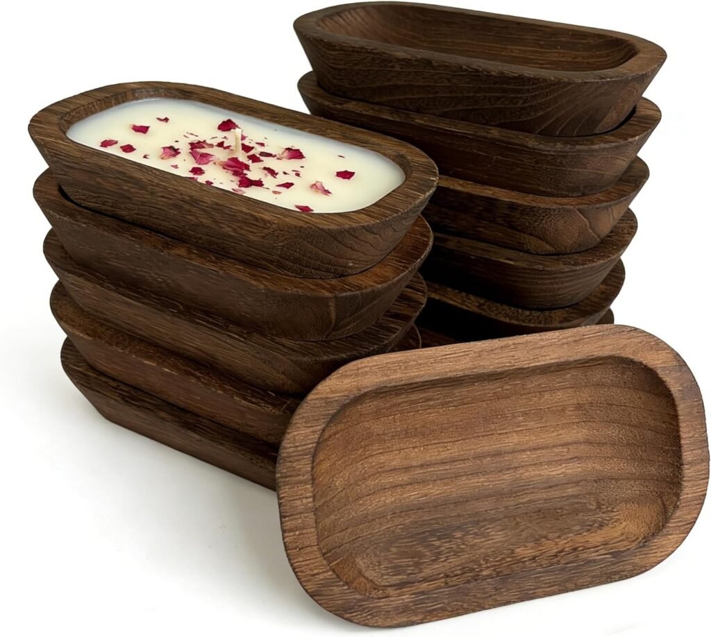 12 Pack Wooden Dough Bowls for Candle Making Bulk, 9.5 x 5.5 Hand-Carved Vintage Rustic Wood Bowls, Decorative Bread Bowl for Wedding Centerpiece and DIY Farmhouse Home Crafts, Dark Brown 12 Pack Wooden Dough Bowls for Candle Making Bulk, 9.5 x 5.5 Hand-Carved Vintage Rustic Wood Bowls, Decorative Bread Bowl for Wedding Centerpiece and DIY Farmhouse Home Crafts, Dark Brown
