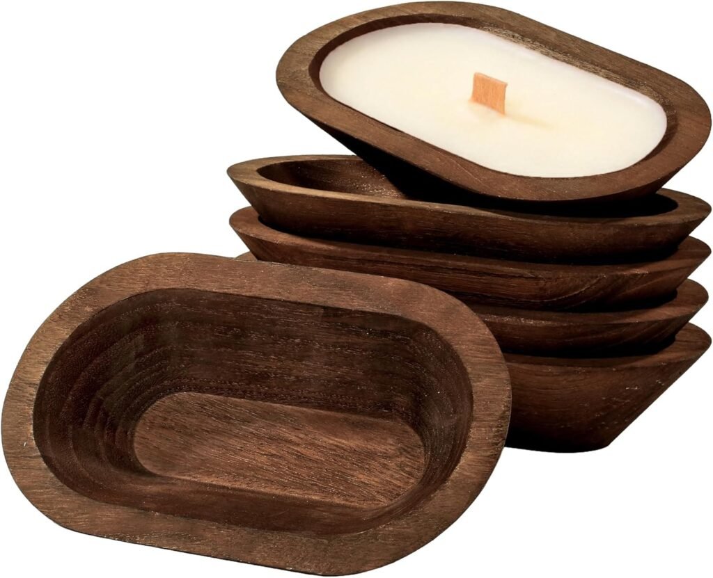 6 Pack Wooden Dough Bowls for Candle Making, 8.5 x x inch Rustic Decorative Wood Bowls for Wedding, Home Crafts, Farmhouse Decor, Brown 6 Pack Wooden Dough Bowls for Candle Making, 8.5 x x inch Rustic Decorative Wood Bowls for Wedding, Home Crafts, Farmhouse Decor, Brown