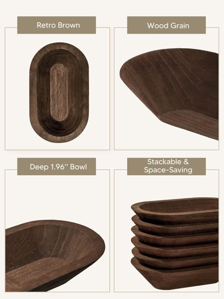 6 Pack Wooden Dough Bowls for Candle Making, 8.5 x x inch Rustic Decorative Wood Bowls for Wedding, Home Crafts, Farmhouse Decor, Brown 6 Pack Wooden Dough Bowls for Candle Making, 8.5 x x inch Rustic Decorative Wood Bowls for Wedding, Home Crafts, Farmhouse Decor, Brown