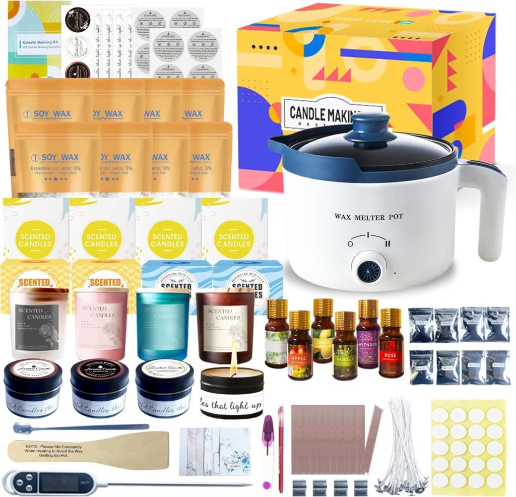 Candle Making Kit for Adults, Scented Candle Maker Set and Tealight Cups, Premium Wax Melts Pot Kit to Make Your Own
