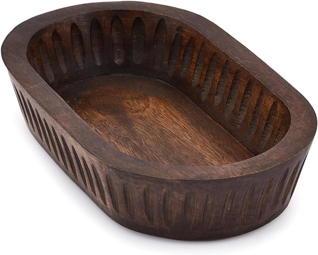Samhita Mango Wood Decorative Bowls for Home Décor, Decorative Long Wooden Bowl for Table Centerpiece (10 x x 2)