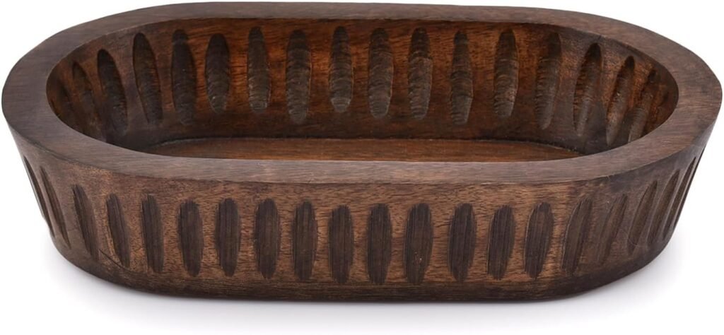 Samhita Mango Wood Decorative Bowls for Home Décor, Decorative Long Wooden Bowl for Table Centerpiece (10 x x 2)